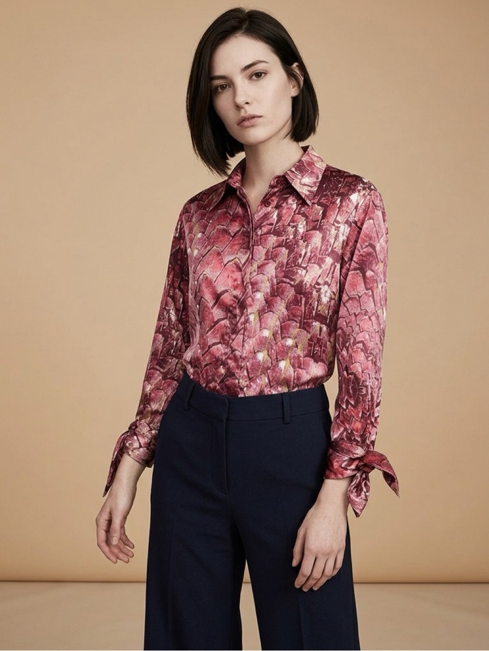 Just Cavalli Pink Snakeskin top with tie details